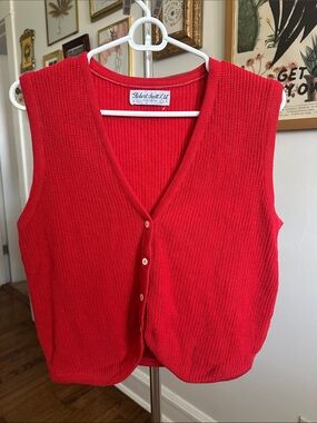 Robert Scott Ltd. Women's Red Knit Button-Front Vest